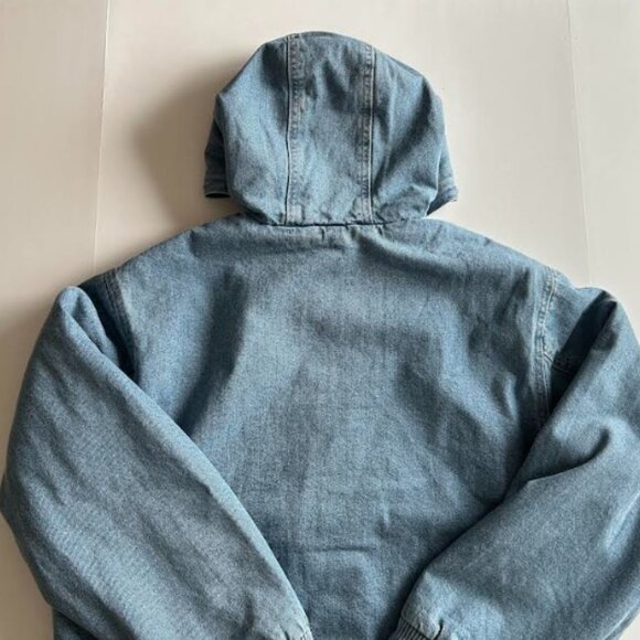Old Navy Oversized Denim Zip Hoodie Medium Wash Lined M - Picture 11 of 12